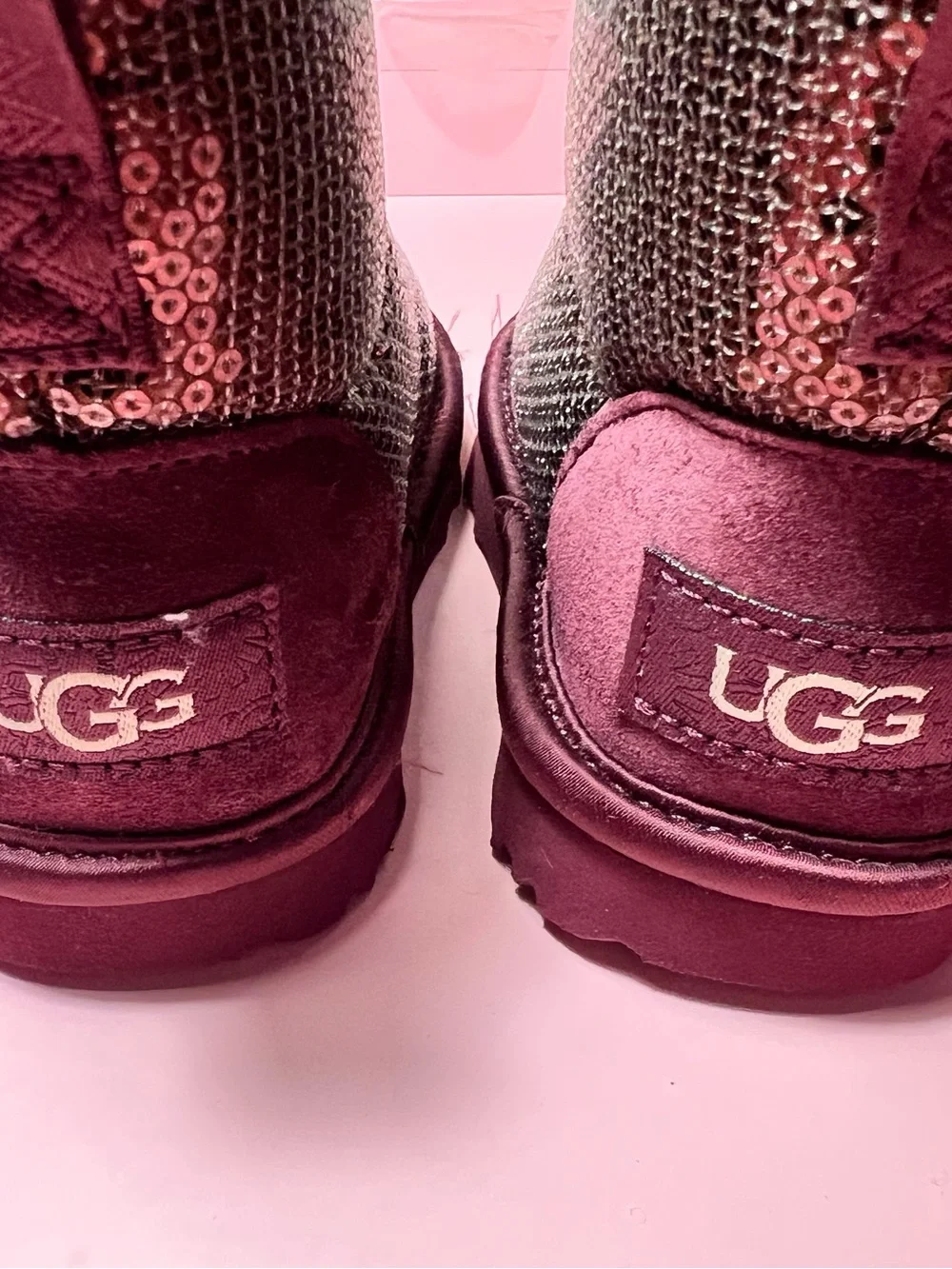 UGG KIDS TODDLER CLASSIC MINI MIRROR BALL SEQUIN PURPLE 'GRAPE' BOOTS SIZE 6